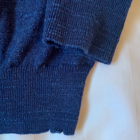 J Crew medium blue marled cotton slim fit V neck sweater EUC - Picture 3 of 4